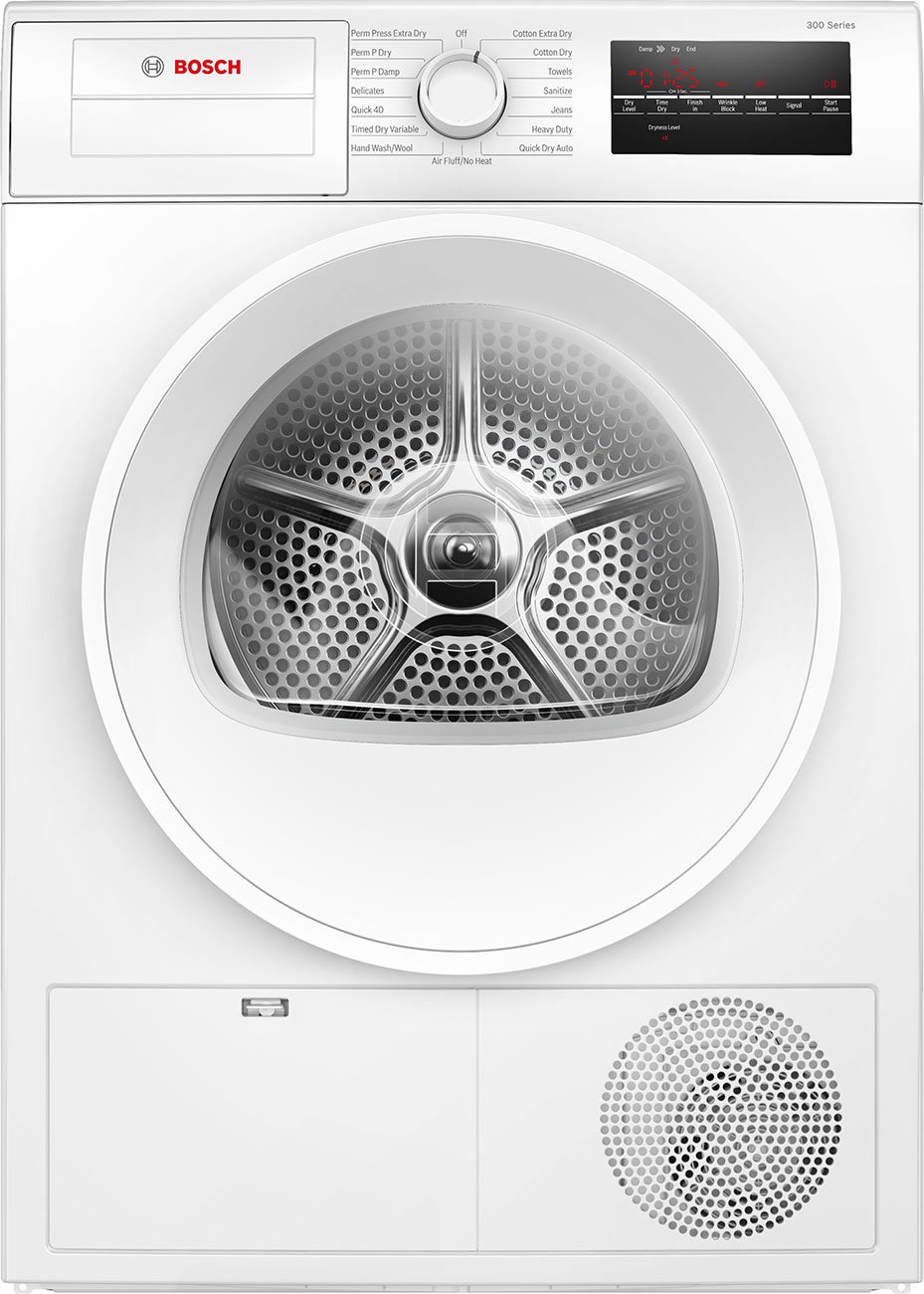 Bosch 300 Series Compact Condensation Electric Dryer 24-Inch in White - WPA12100UC