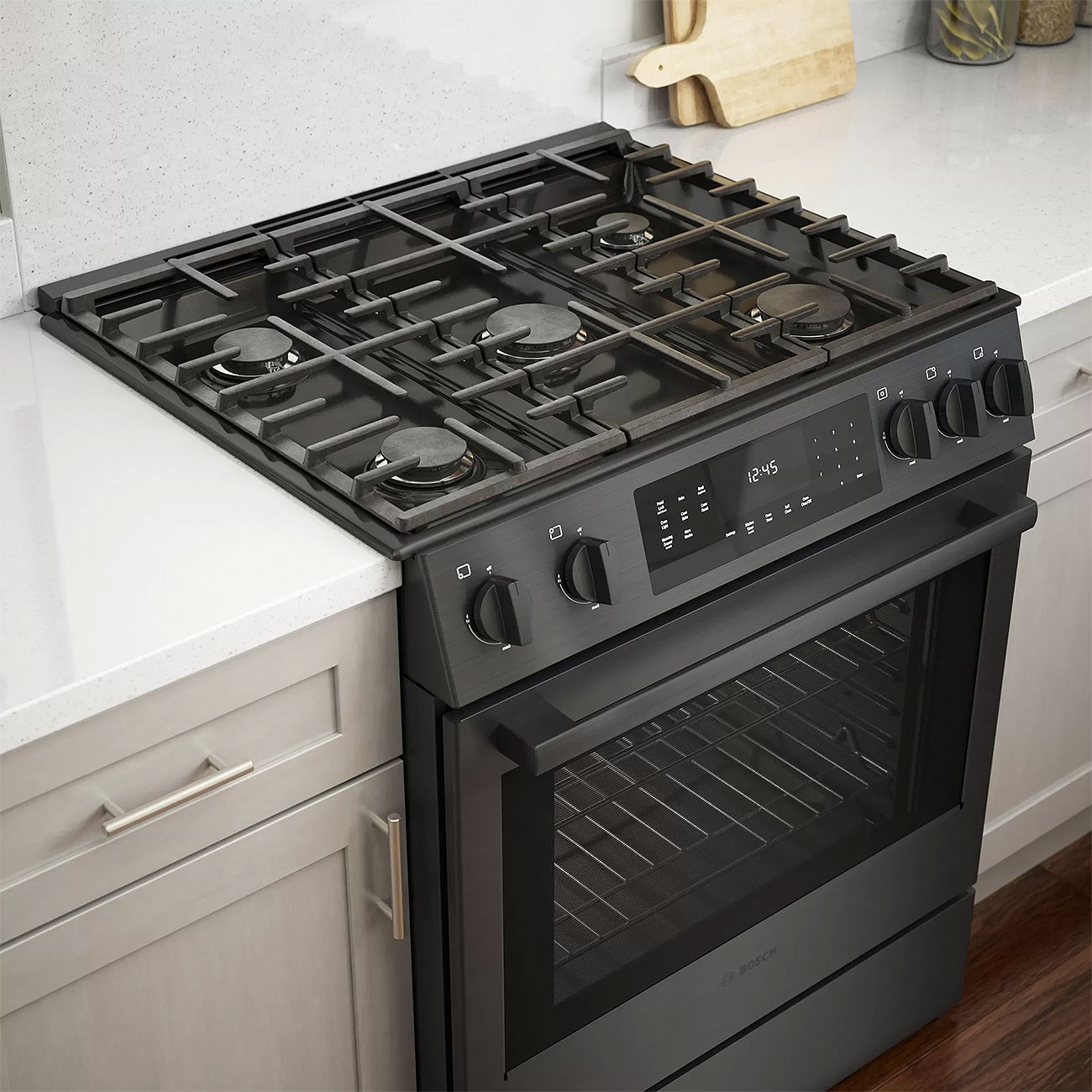 Bosch 800 Series 30 In. Black Stainless Steel Slide-In Gas Range - HGI8046UC