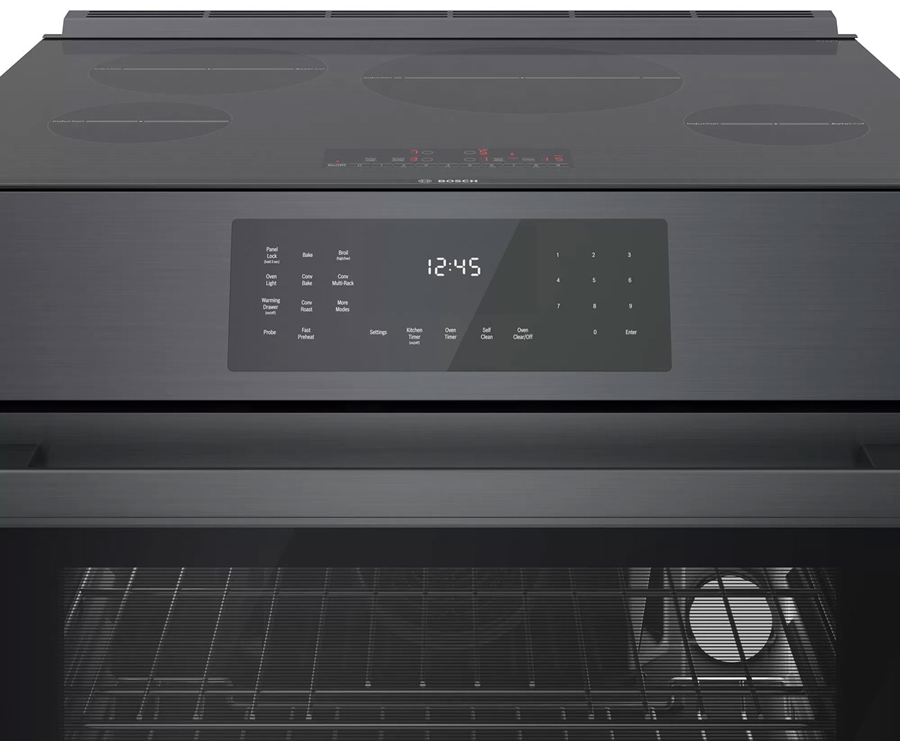 Bosch 800 Series 30 In. Black Stainless Steel Slide-In Induction Range - HII8047U