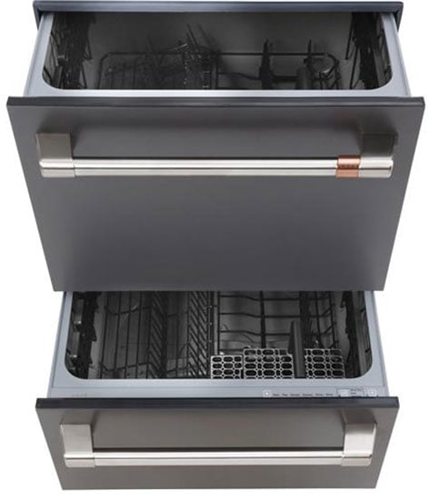 Cafe 24\" Matte Black With Brushed Stainless Dishwasher Drawer - CDD420P3TD1