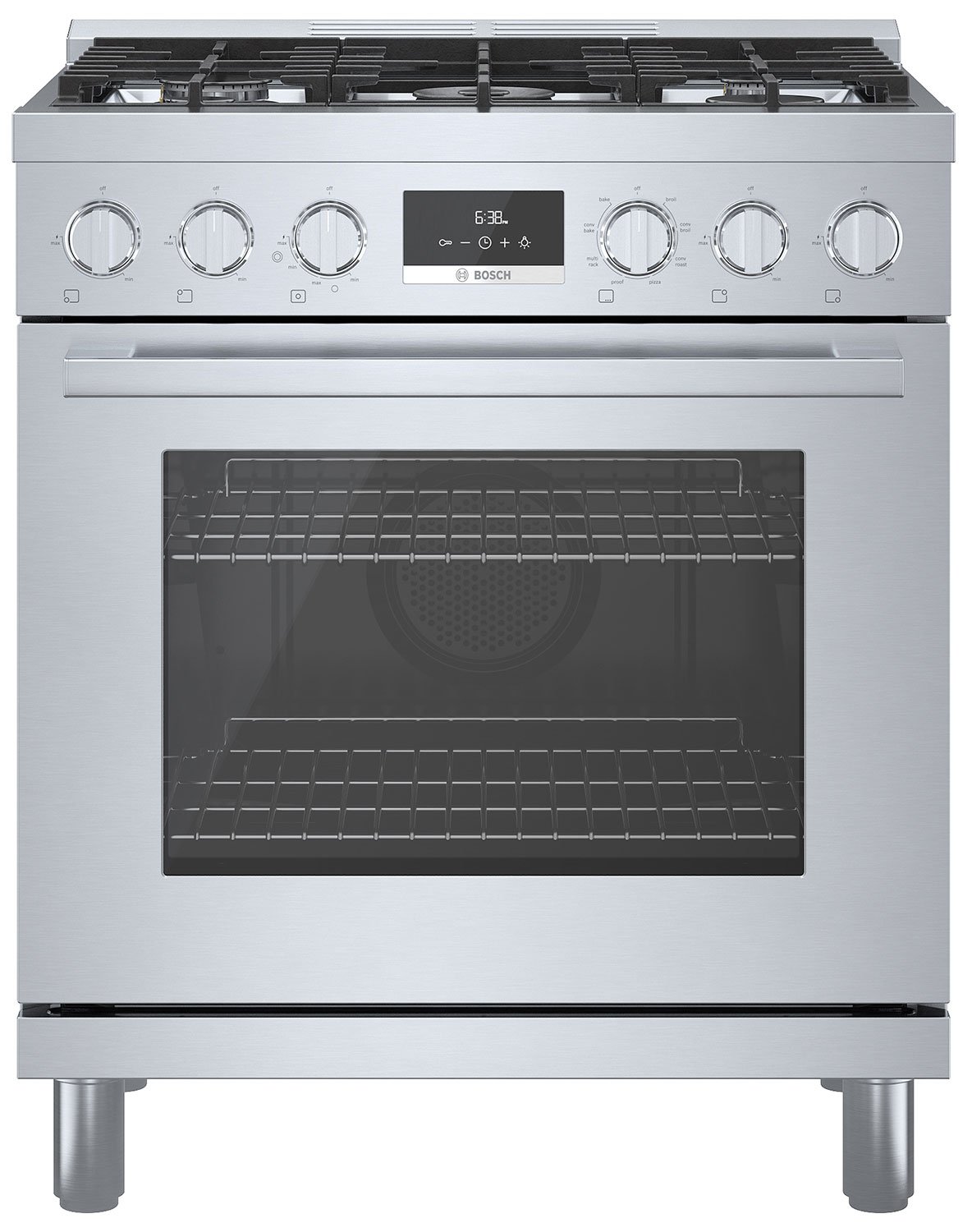 Bosch 800 Series 30 In. Stainless Steel Industrial-Style Dual Fuel Range - HDS8055U