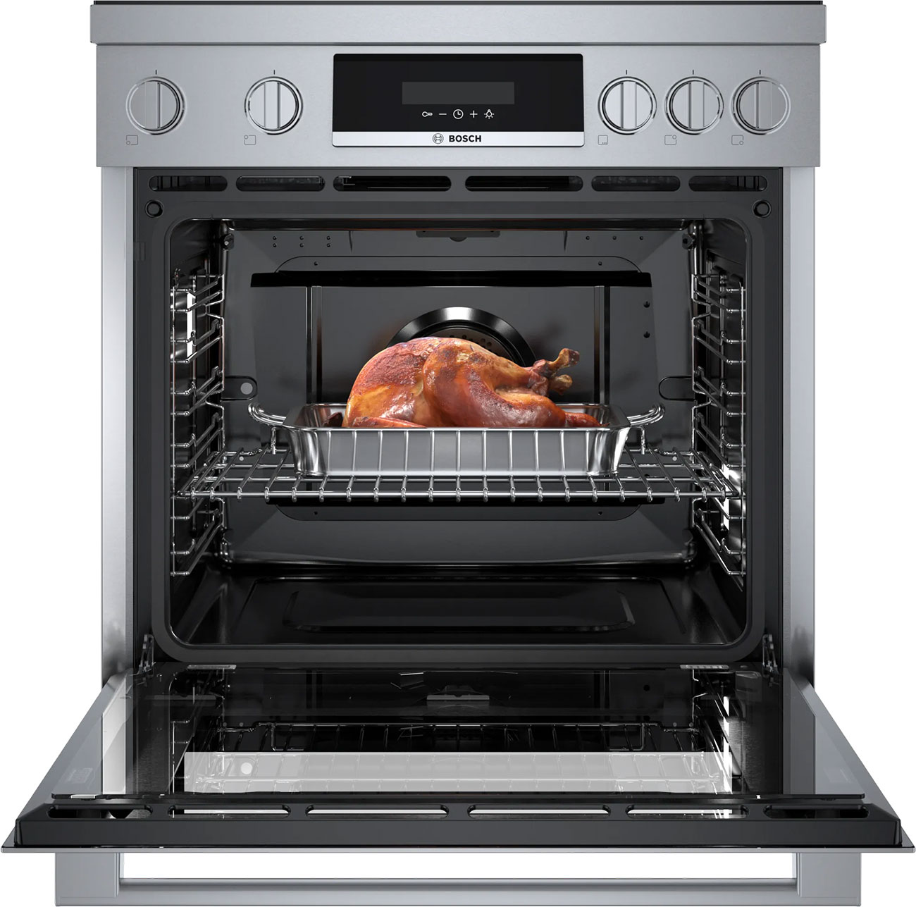 Bosch 800 Series 30 In. Stainless Steel Industrial Style Induction Range - HIS8055U