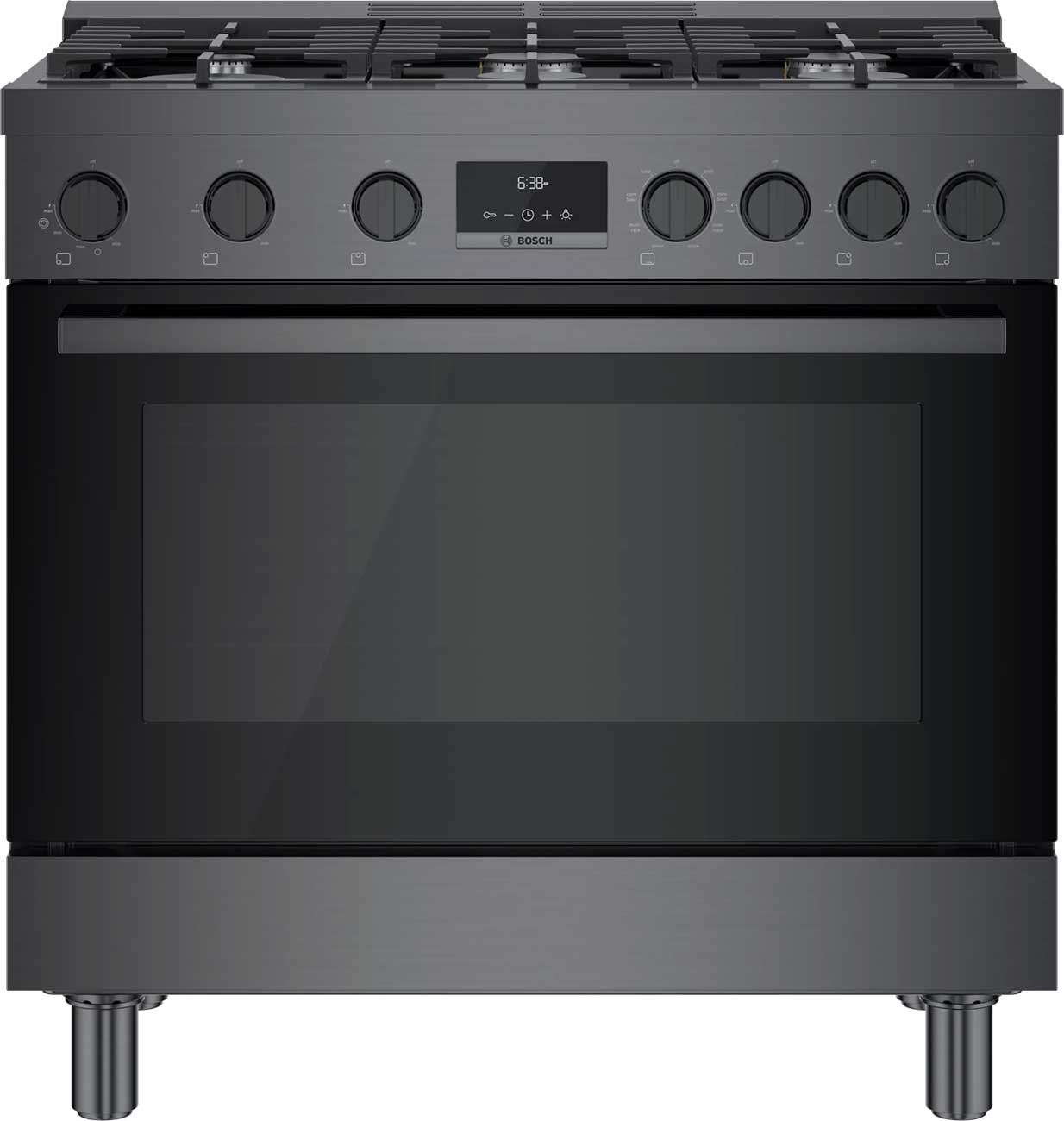 Bosch 800 Series 36 In. Black Stainless Steel Industrial-Style Dual Fuel Range - HDS8645U