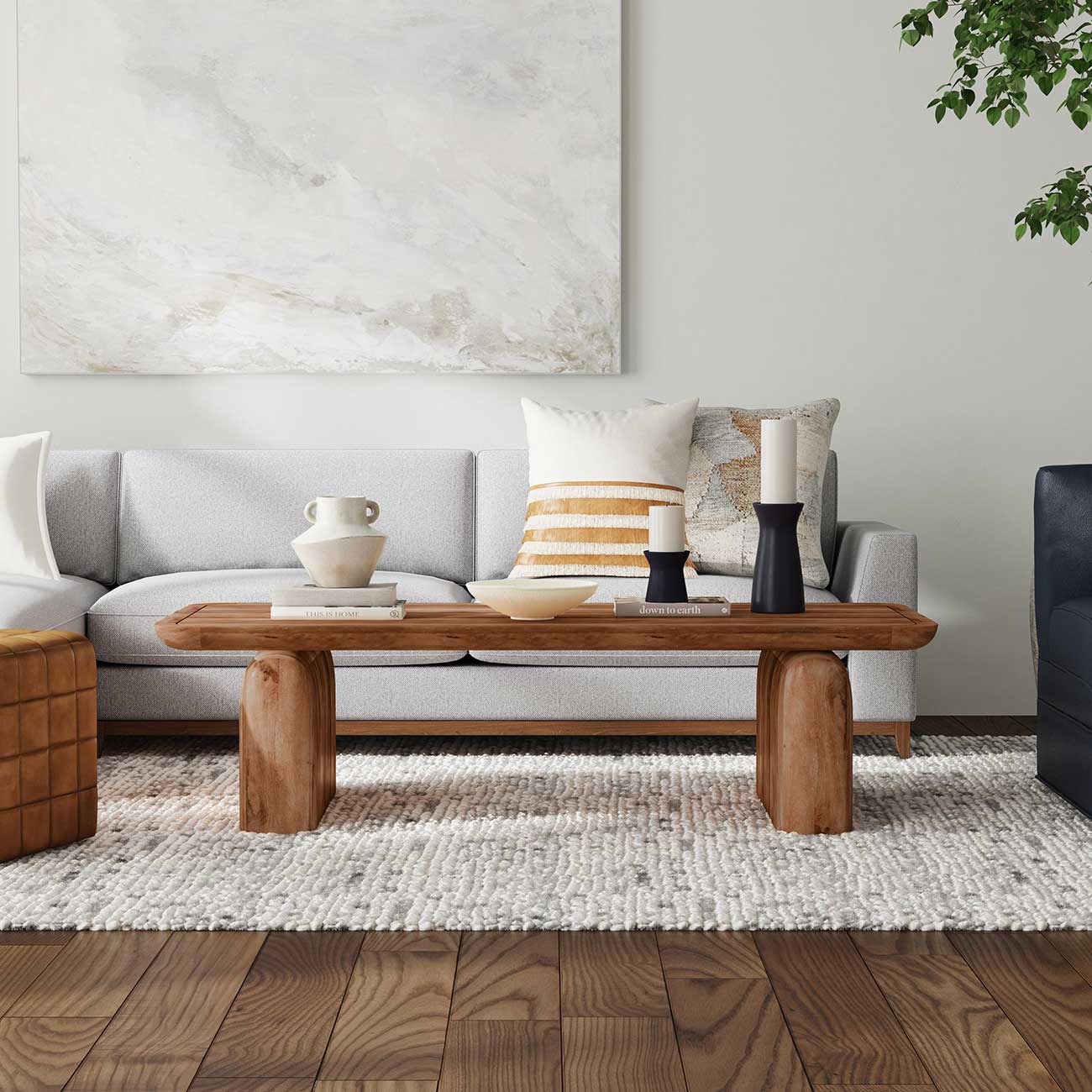 Classic Home Chloe Rectangle Coffee Table 68\" Solid Wood in Hickory Brown - CH-51011789