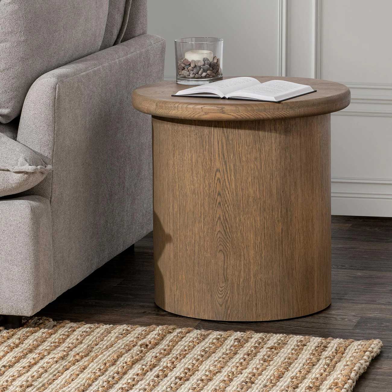 Classic Home Runa 22\" End Table Oak Veneer in Khaki Mist - CH-51031723