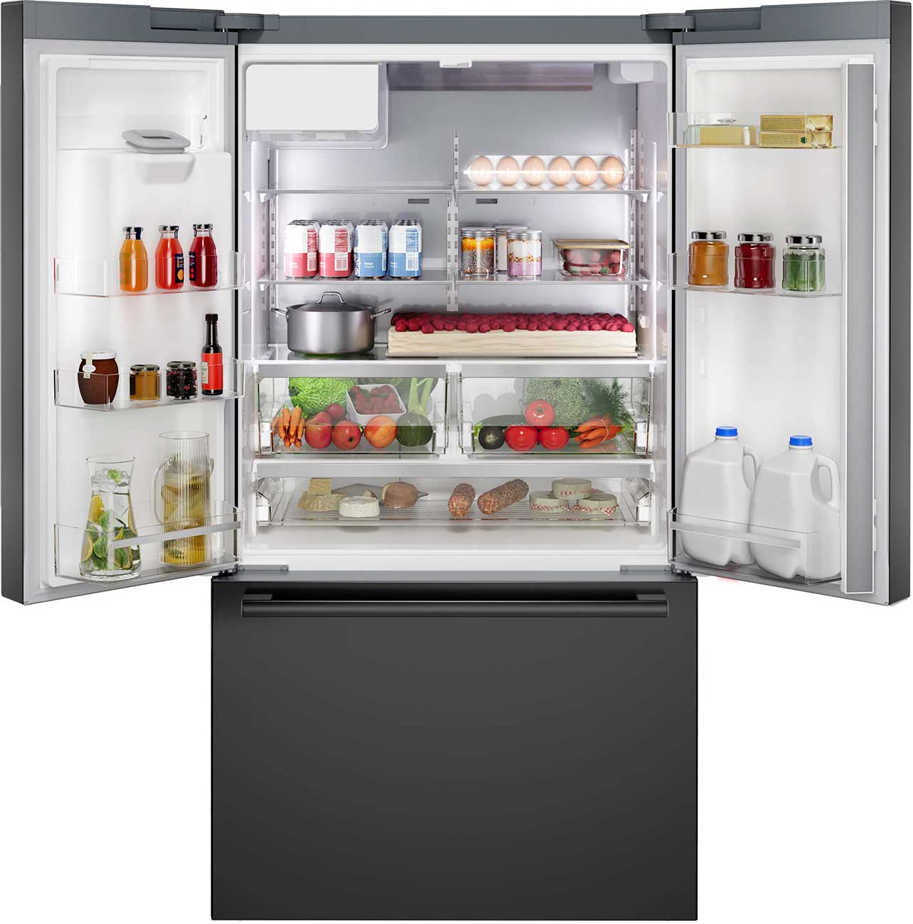 Bosch 500 Series 21.6 Cu. Ft. French Door Bottom Mount Refrigerator 36-Inch in Black Stainless Steel - B36CD52SNB