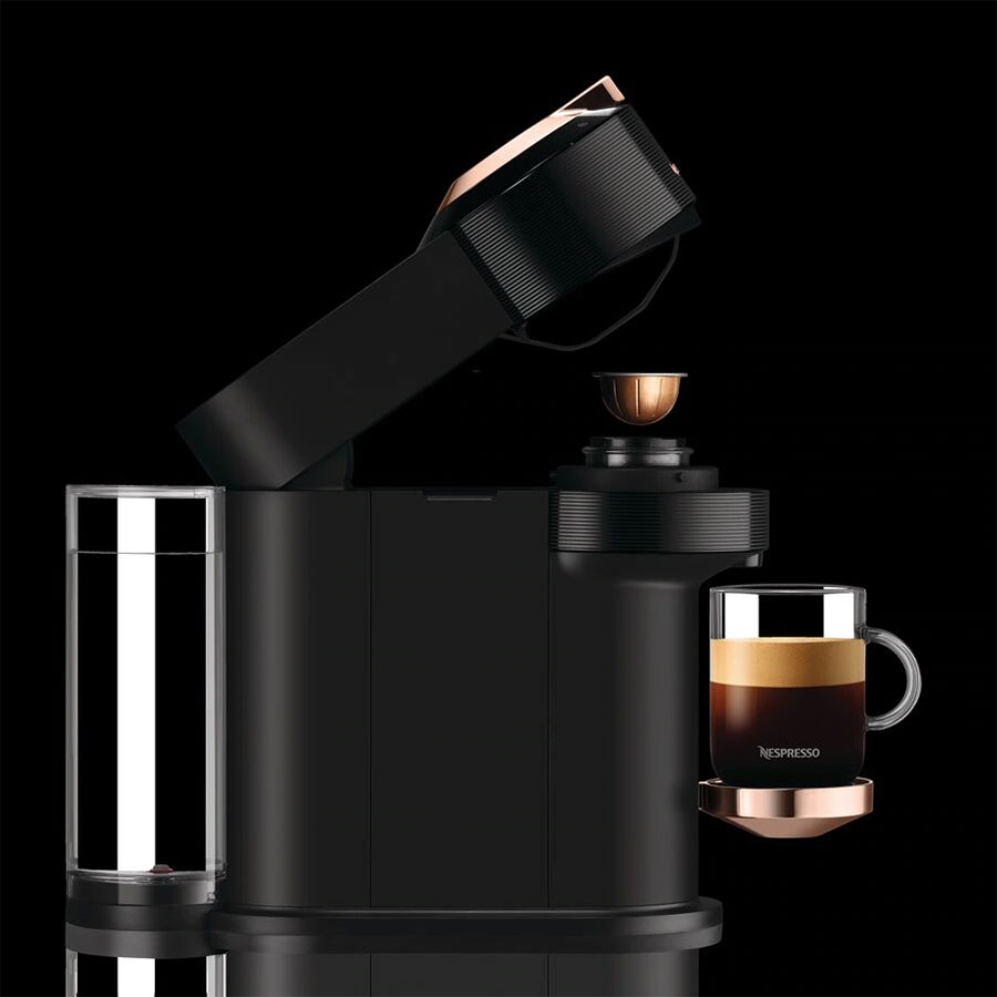 DeLonghi Nespresso Vertuo Next Black And Rose Gold Coffee And Espresso Machine With Aeroccino - ENV120BAE