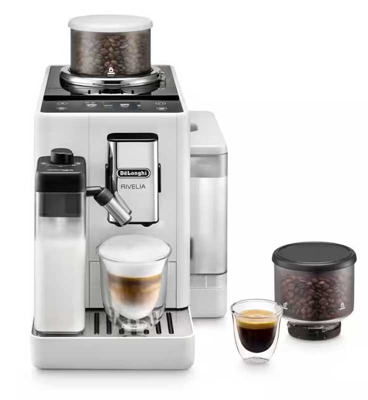 DeLonghi Rivelia Automatic Coffee Maker in Arctic White - EXAM44055W