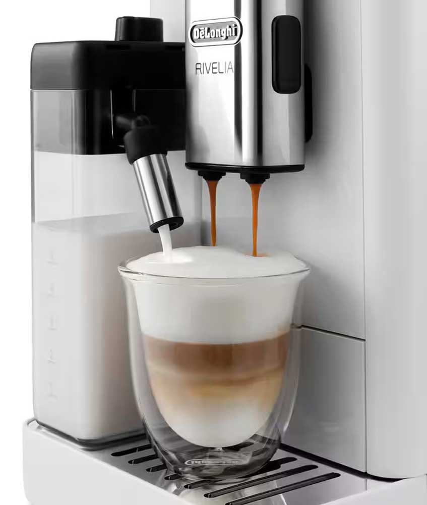 DeLonghi Rivelia Automatic Coffee Maker in Arctic White - EXAM44055W