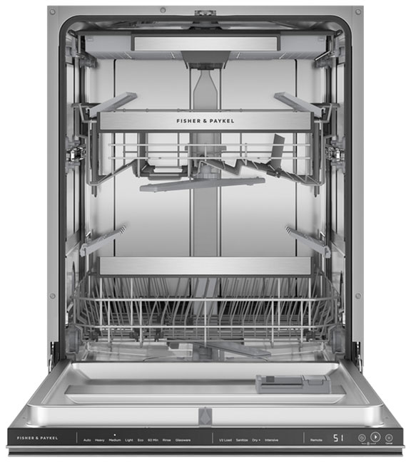 Fisher & Paykel Series 9 24\" Stainless Steel Built-Under Dishwasher, Sanitize - DW24UNT4X2