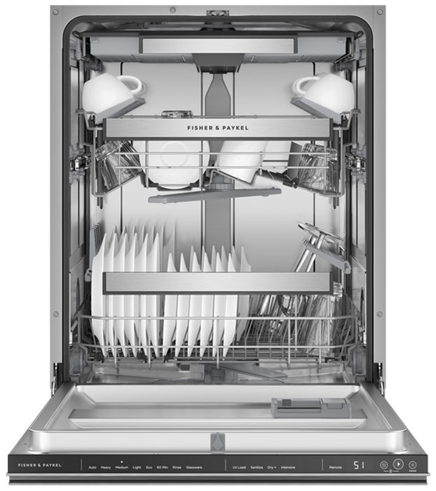 Fisher & Paykel Series 9 24\" Stainless Steel Built-Under Dishwasher, Sanitize - DW24UNT4X2
