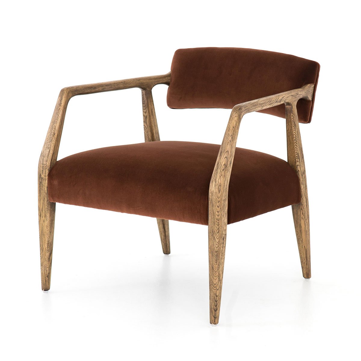 Four Hands Abbott Collection Burnt Auburn Velvet Tyler Arm Chair - CABT-42A-358