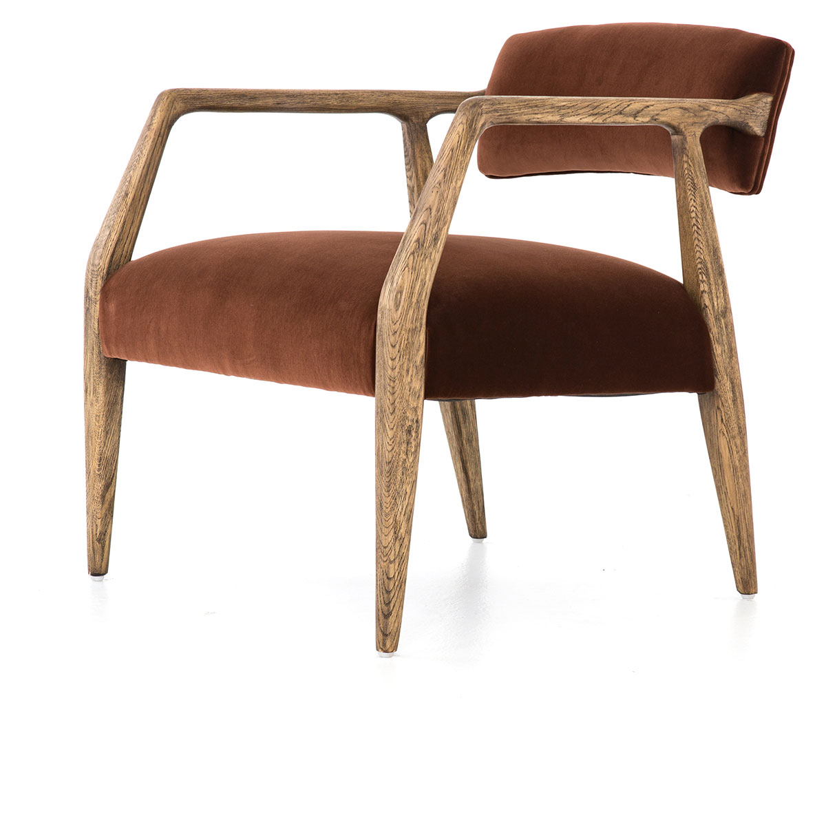 Four Hands Abbott Collection Burnt Auburn Velvet Tyler Arm Chair - CABT-42A-358
