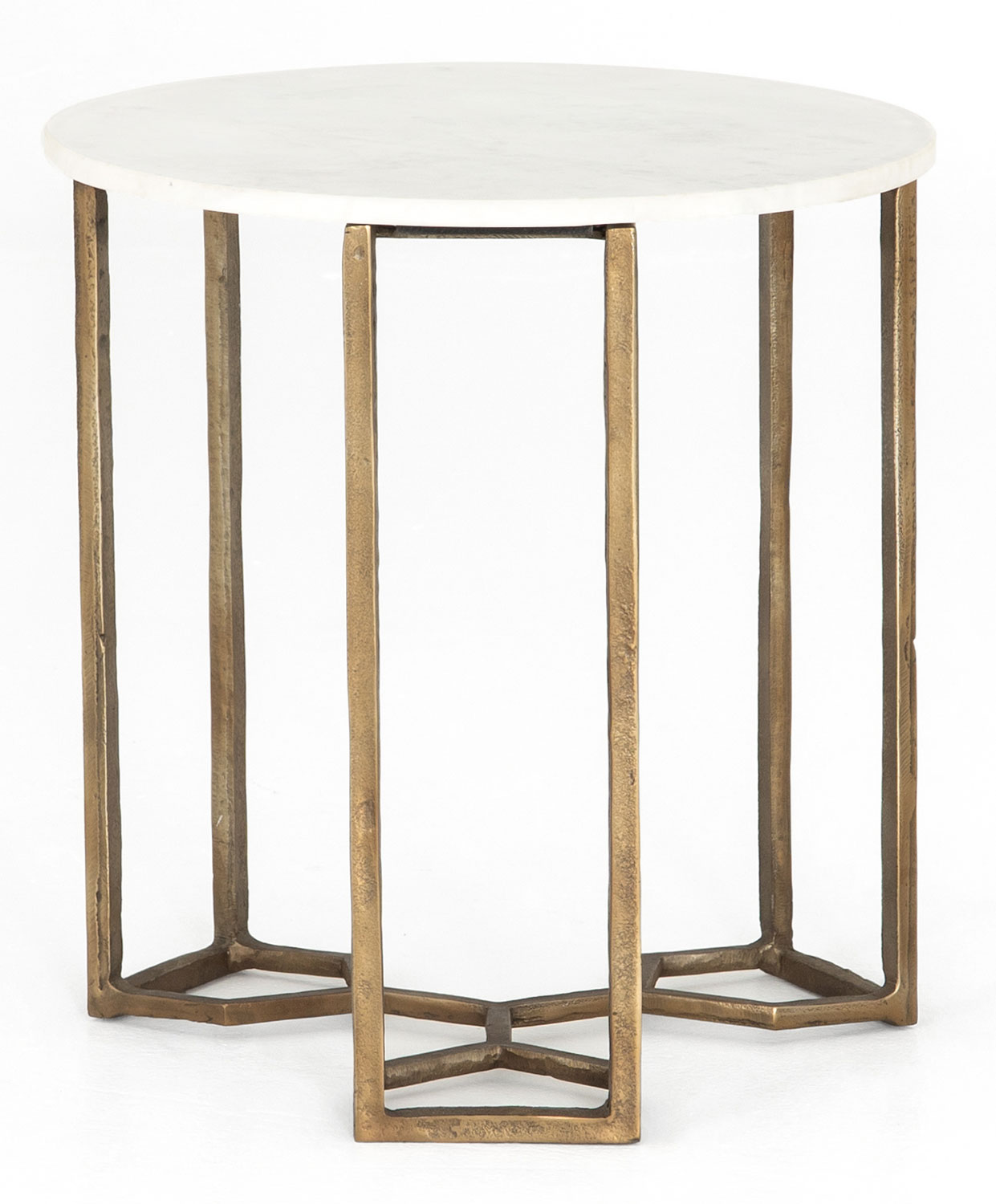 Four Hands Marlow Collection Marble And Raw Brass Naomi End Table - IMAR-205