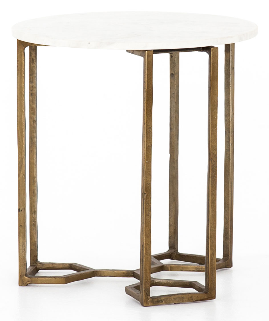 Four Hands Marlow Collection Marble And Raw Brass Naomi End Table - IMAR-205
