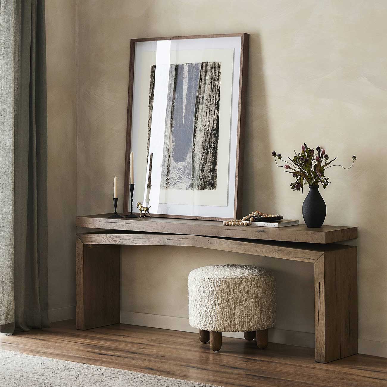 Four Hands Matthes Console Table - Size 79\" - in Rustic Grey Veneer - 107936-010