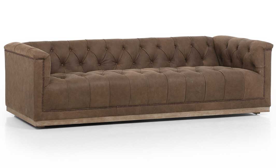 Four Hands Maxx Sofa - Size 95\" - in Umber Grey Leather - CKEN-K3Z53-061