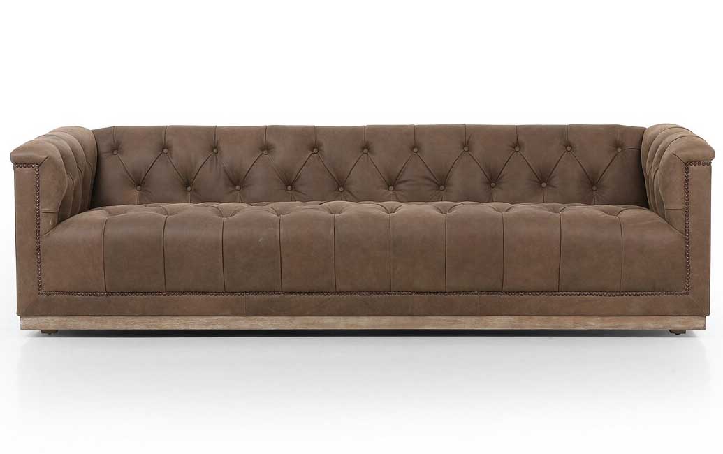 Four Hands Maxx Sofa - Size 95\" - in Umber Grey Leather - CKEN-K3Z53-061