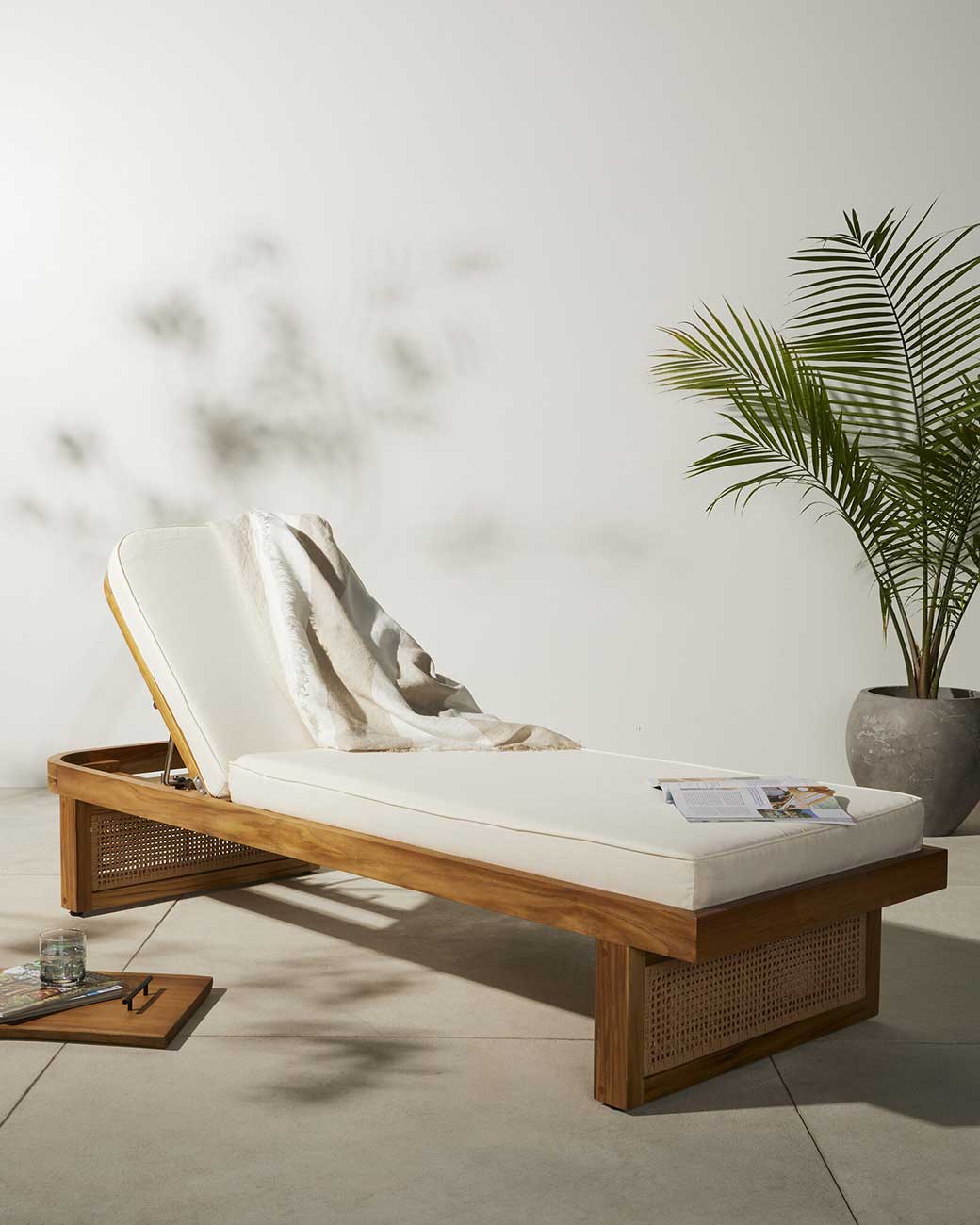 Four Hands Merit Outdoor Chaise Lounge in Venao Ivory - 229407-001