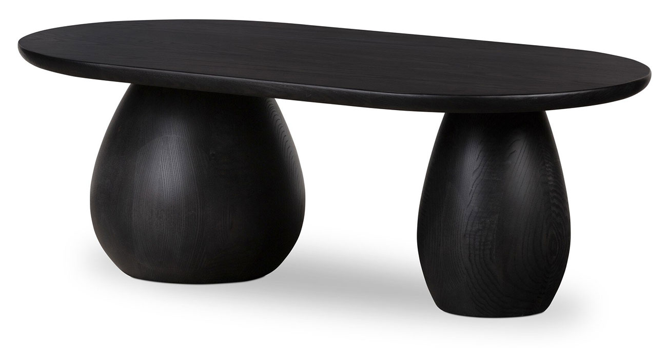 Four Hands Merla Wood Coffee Table in Black Wash Ash Veneer - 230275-003