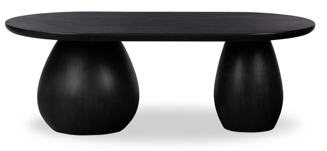 Four Hands Merla Wood Coffee Table in Black Wash Ash Veneer - 230275-003