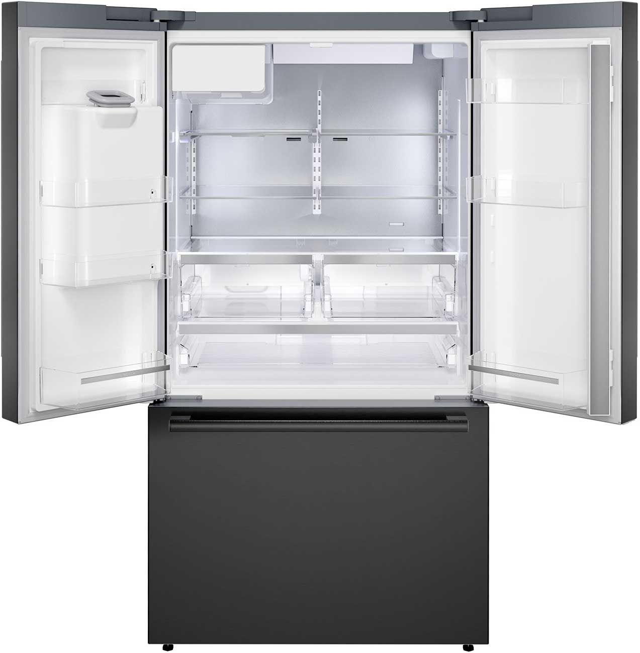 Bosch 500 Series 26 Cu. Ft. French Door Bottom Mount Refrigerator 36-Inch Wide in Black Stainless Steel - B36FD52SNB