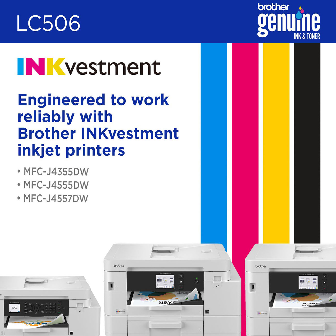 Brother 3 Pack High Yield Cyan, Magenta, and Yellow Ink Cartridge - LC506XL3PKS