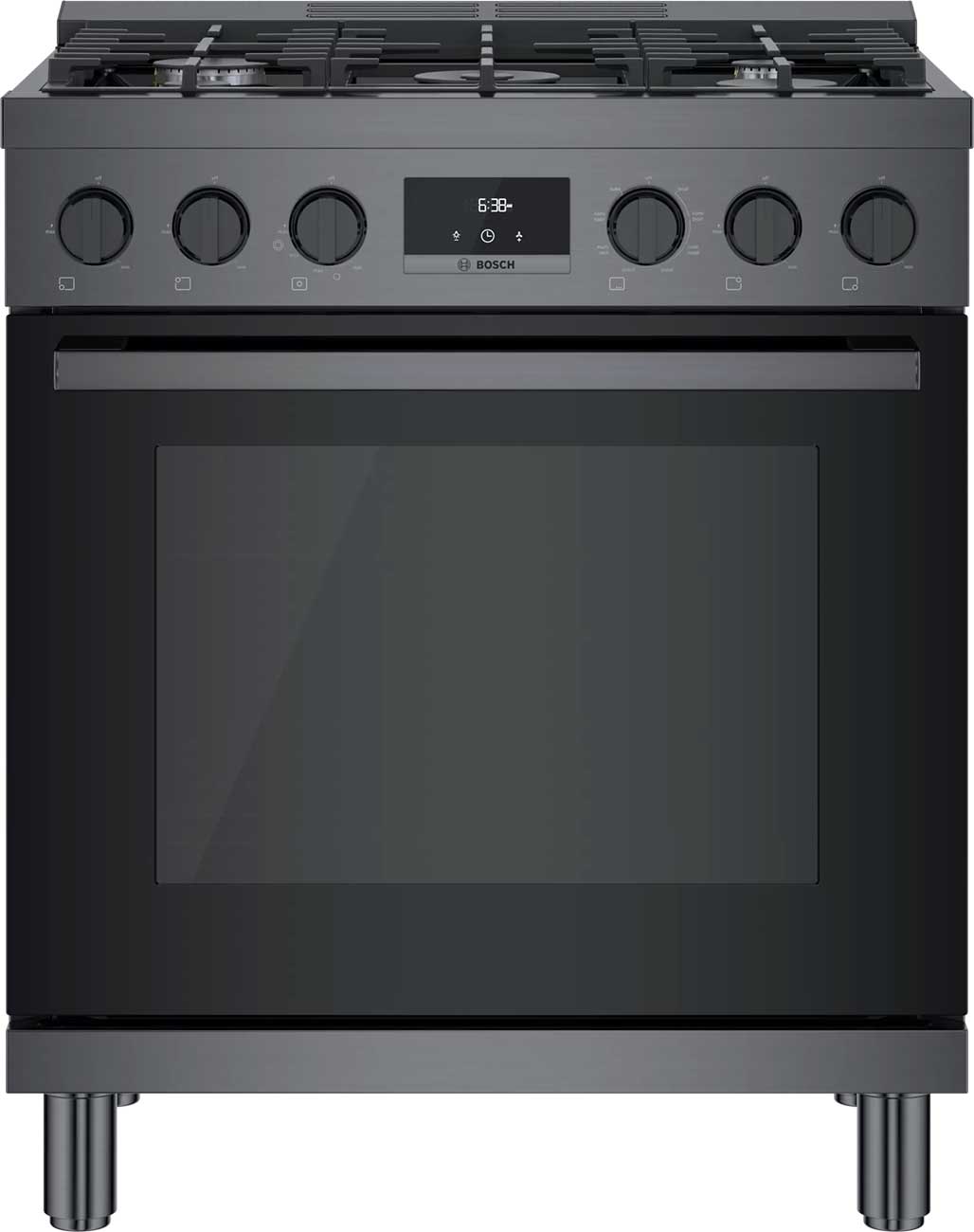 Bosch 800 Series 30 In. Black Stainless Steel Industrial-Style Dual Fuel Range - HDS8045U
