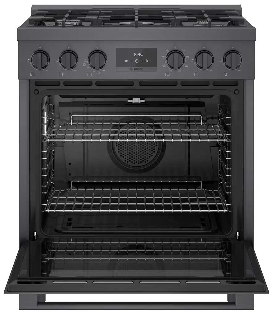 Bosch 800 Series 30 In. Black Stainless Steel Industrial-Style Dual Fuel Range - HDS8045U