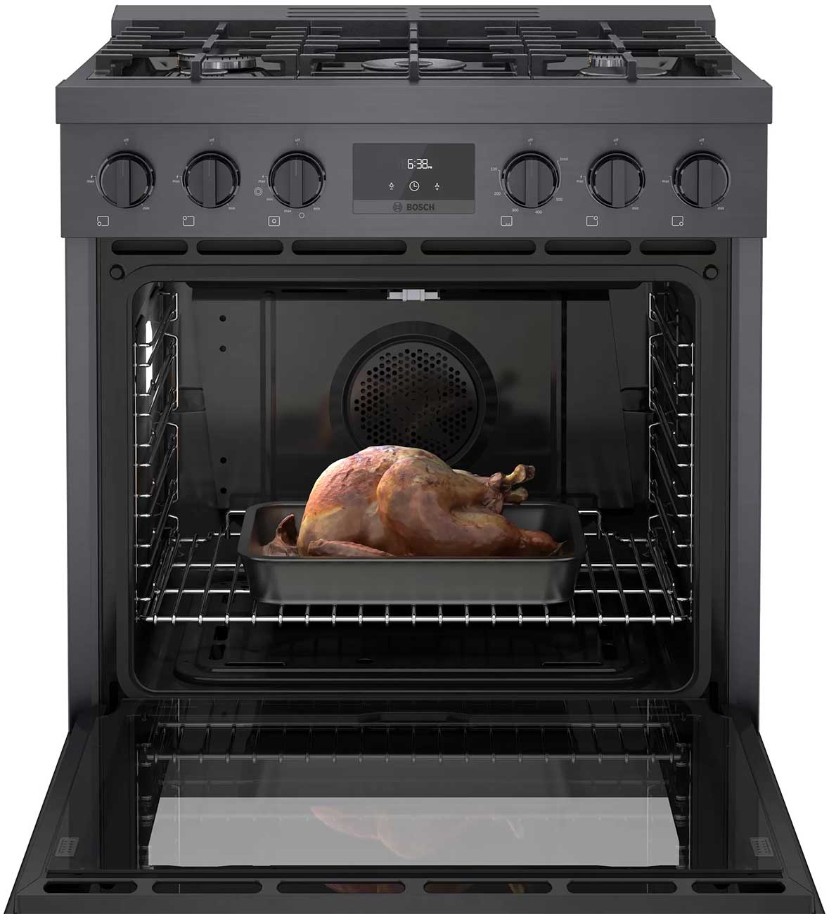 Bosch 800 Series 30 In. Black Stainless Steel Industrial-Style Gas Range - HGS8045UC