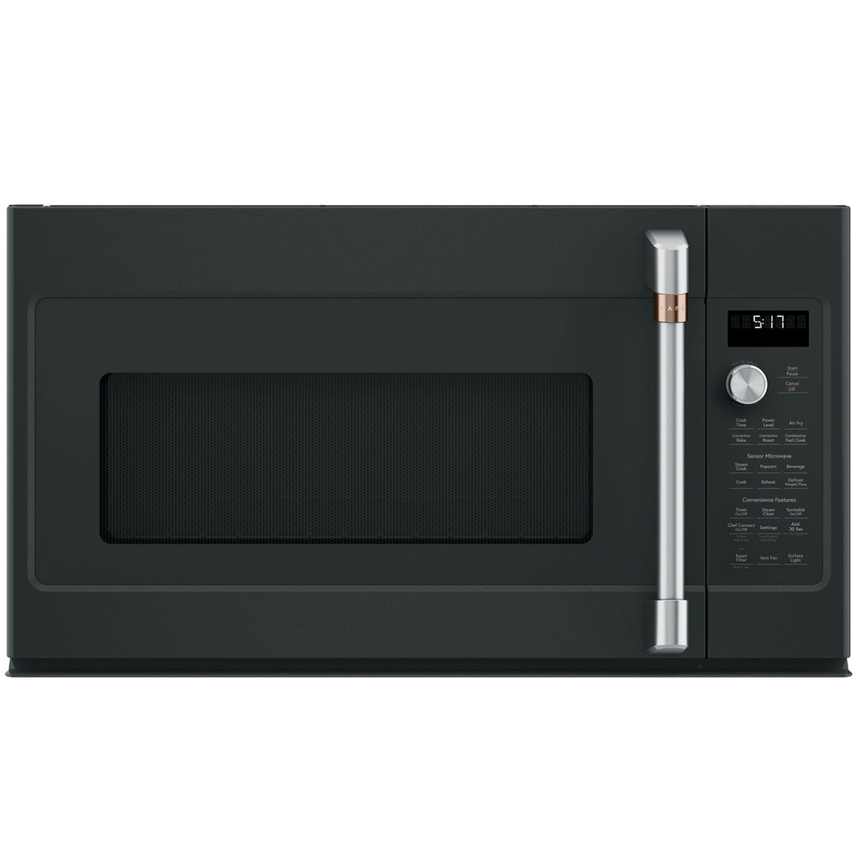 Cafe 1.7 Cu. Ft. Matte Black With Brushed Stainless Convection Over-The-Range Microwave Oven With Air Fry - CVM517P3RD1