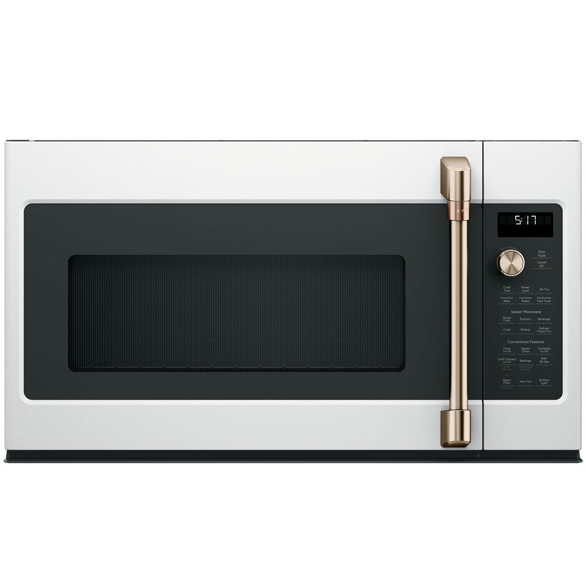 Cafe 1.7 Cu. Ft. Matte White With Brushed Bronze Convection Over-The-Range Microwave Oven With Air Fry - CVM517P4RW2